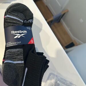 Reebok Gray and Black Ladies Quarter Socks